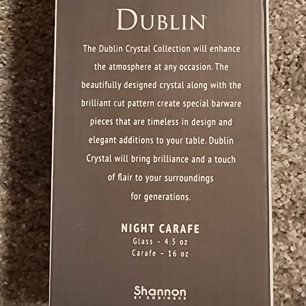 Shannon Godinger crystal carafe "Dublin" pattern  16 oz capacity - NEW in box! - Picture 3 of 6